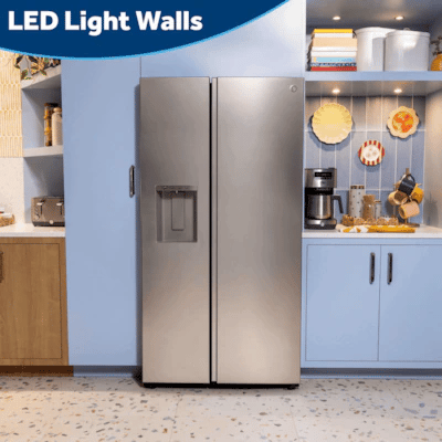 GE 27.7-cu ft Standard-Depth 36-in Wide Side-by-Side Refrigerator Smart Compatible with Ice Maker ,Water and Ice Dispenser ( Fingerprint Resistant Stainless Steel ) Model# GSS28LYYFS A13-41