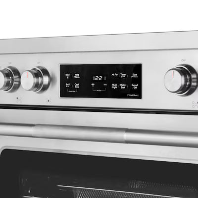 Cosmo COS-RES365SS 36-in Glass Top 5 burners 6.1-cu ft Air Fry Convection Oven Slide-In Electric Range ( Stainless steel ) Model# COS-RES365SS A13-44