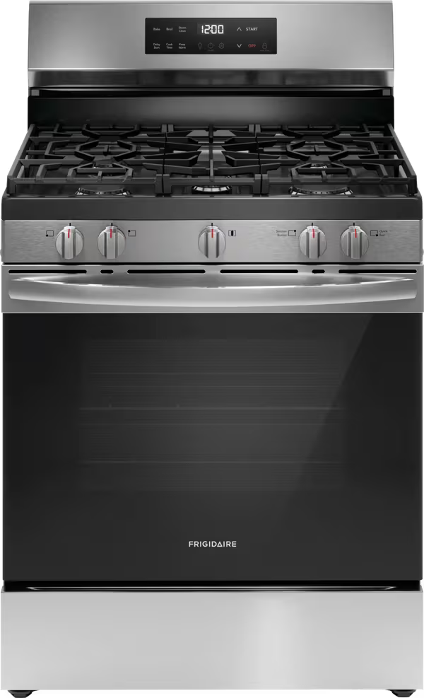 Frigidaire 30" 5 Burner Freestanding Gas Range in Stainless Steel with Quick Boil and Steam Clean ( Stainless Steel ) Model# FCRG3062AS