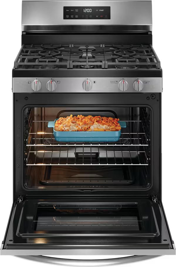 Frigidaire 30" 5 Burner Freestanding Gas Range in Stainless Steel with Quick Boil and Steam Clean ( Stainless Steel ) Model# FCRG3062AS
