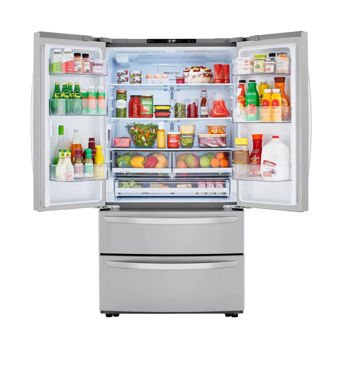LG 28.6 cu. ft. Standard Depth Refrigerator Double Freeze Drawer with Internal Water Dispenser Model# LMWS29626S