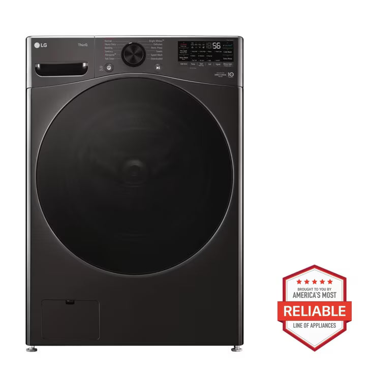 Coming Soon LG TurboWash 360 High Efficiency Stackable Medium ( 4.5-cu ft ) Front-Load Washer with Steam Cycle ( Black Steel ) Model# WM4080HBA