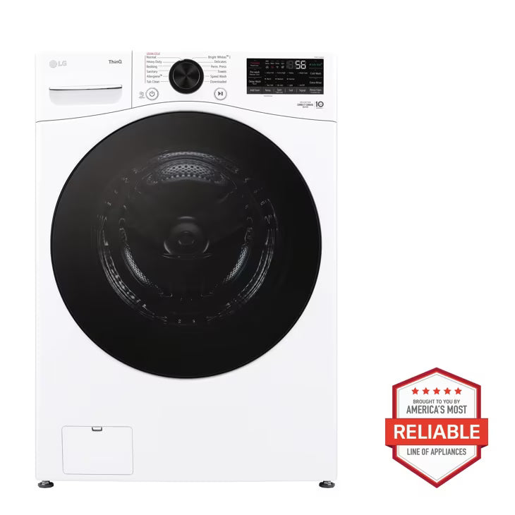 LG TurboWash 360 High Efficiency Stackable Medium ( 4.5-cu ft ) Front-Load Washer with Steam Cycle ( White ) Model# WM4080HWA