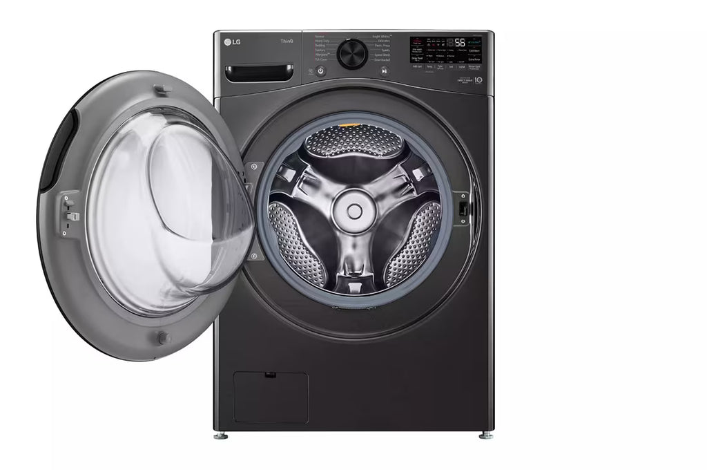 Coming Soon LG TurboWash 360 High Efficiency Stackable Medium ( 4.5-cu ft ) Front-Load Washer with Steam Cycle ( Black Steel ) Model# WM4080HBA