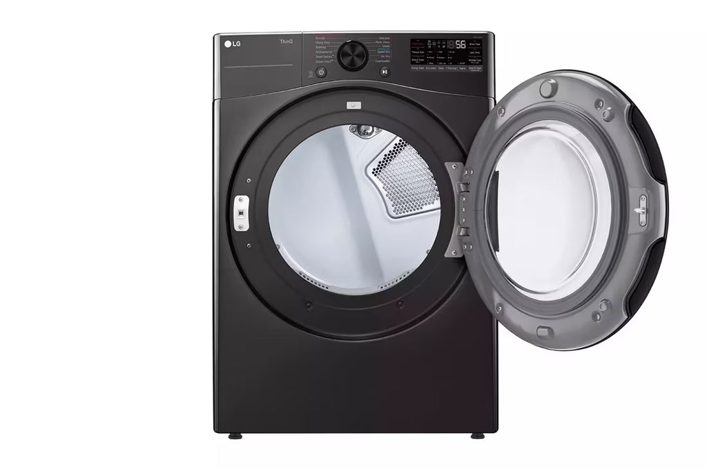 LG TrueSteam 7.4-cu ft Stackable Vented Gas Dryer with Steam Cycle ( Black ) Model# DLGX4081B