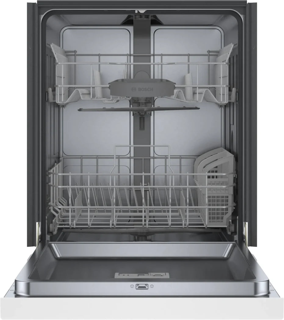 Bosch 100 Series 24-in Front Control Built-in Dishwasher ( White ) , PrecisionWash and PureDry , 48-Decibel Model# SHE41CM2N